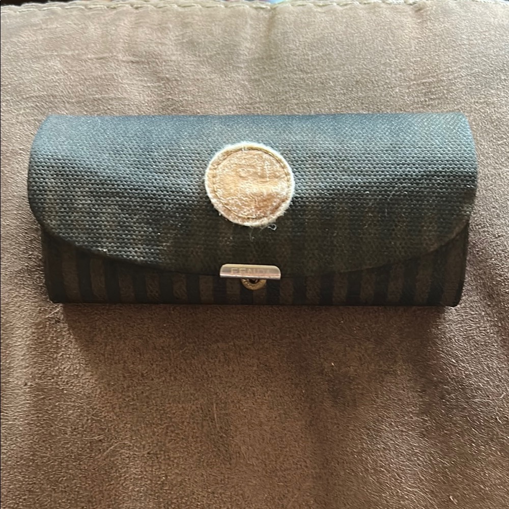 Fendi Striped Black and Tan eyeglasses case